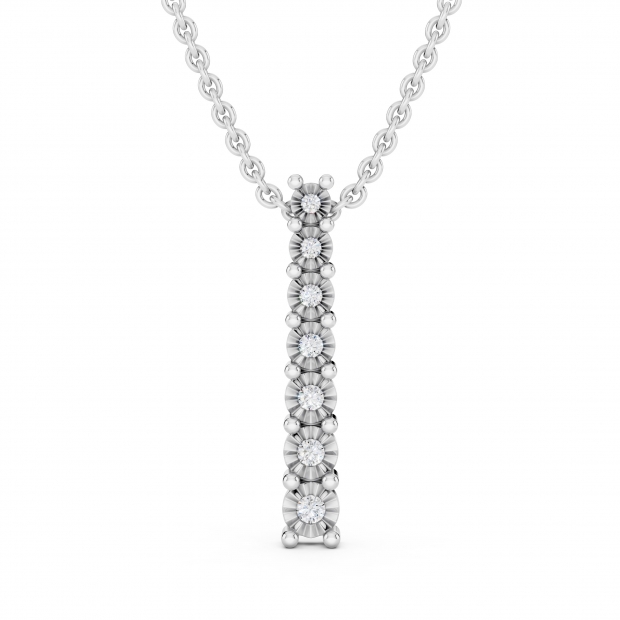 0.10 Carat (ctw) Round Lab Grown White Diamond 7 Stone Illusion Set Life Journey Pendant with 18 inch Silver Chain for Women in 925 Sterling Silver