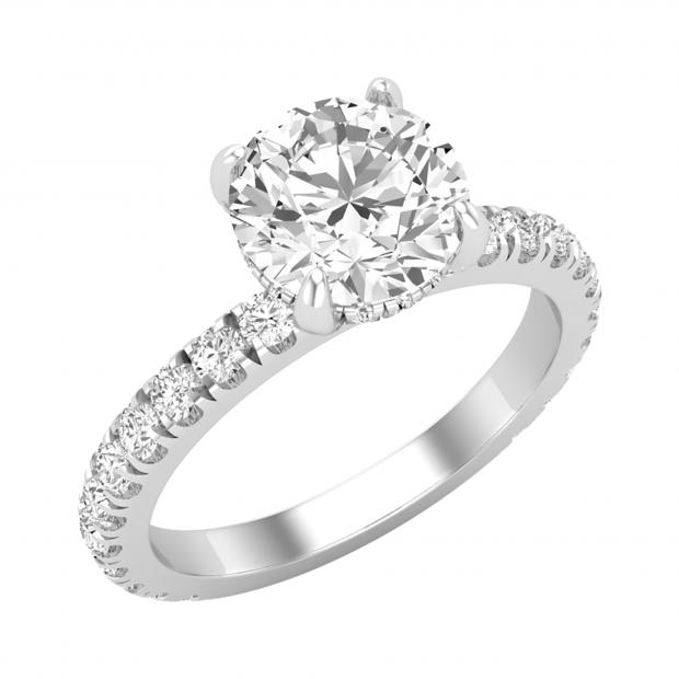 2.2 Carat DGLA CERTIFIED Round Lab Grown White Diamond Solitaire Tapered Shank Anniversary Band for Women in 10K White Gold