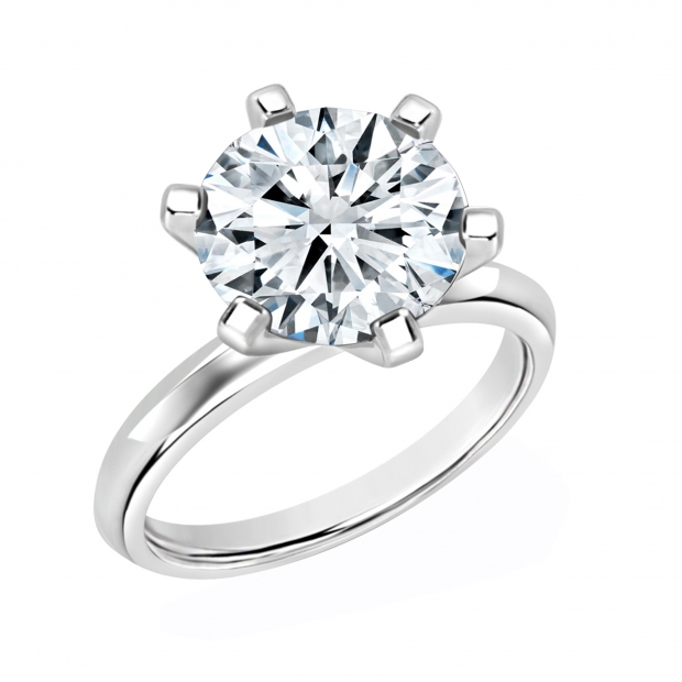 IGI Certified 3.00 Ctw Round Lab Grown White Diamond Solitaire Engagement Ring for Women in 10K White Gold