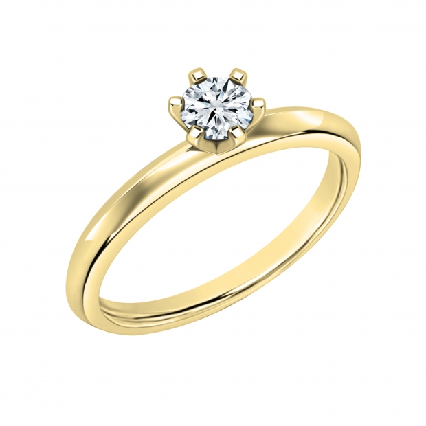0.25 Ctw Round Lab Grown White Diamond Solitaire Engagement Ring for Women in 14K Yellow Gold