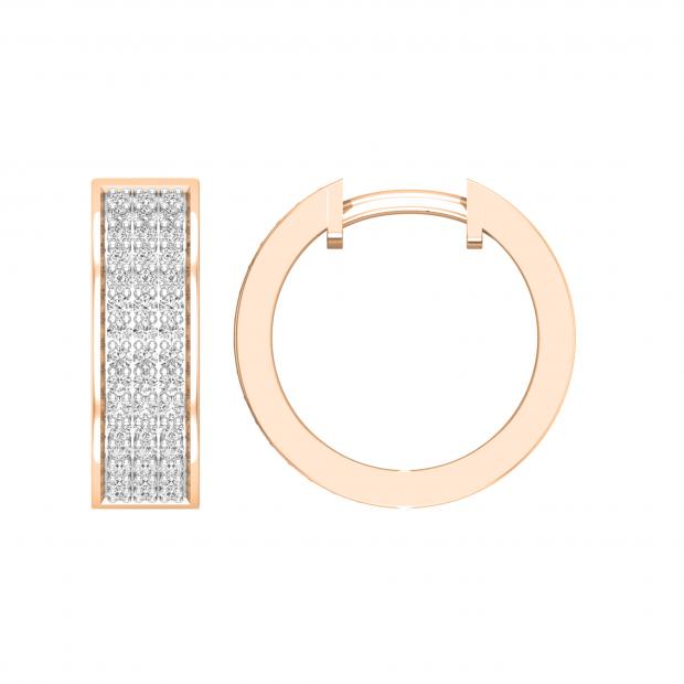 Round Lab Grown White Diamond 3 Row Unisex Hoop Earrings (0.50 ctw, Color H-I, Clarity SI2) in 18K Rose Gold