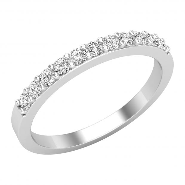 Round Lab Grown White Diamond Linear Row Engagement Band for Women (0.28 ctw, Color H-I, Clarity SI2) in 925 Sterling Silver