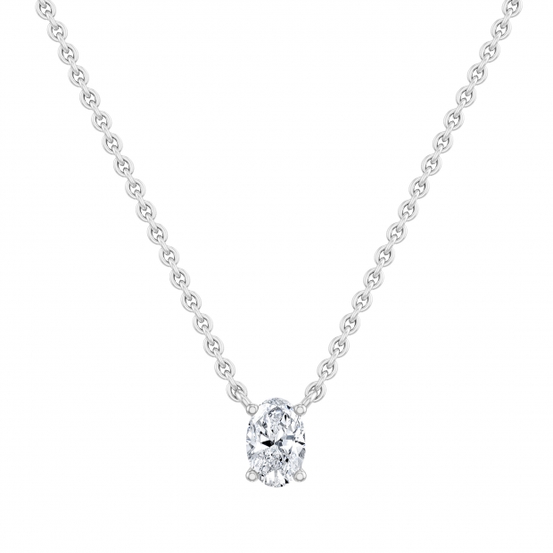 0.25 Cttw Oval Lab Grown Diamond Solitaire Pendant Necklace with 18 inch Silver Chain in 10K White Gold