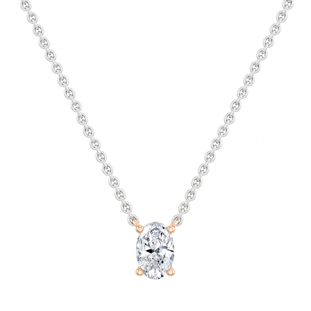 IGI Certified 2.00 Cttw Oval Lab Grown Diamond Solitaire Pendant Necklace with 18 inch Silver Chain in 18K Rose Gold
