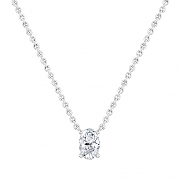 IGI Certified 1.00 Cttw Oval Lab Grown Diamond Solitaire Pendant Necklace with 18 inch Silver Chain in 925 Sterling Silver