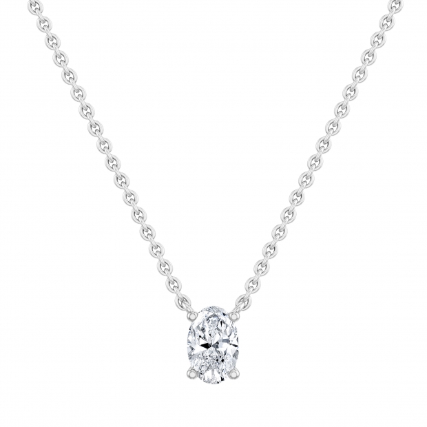 IGI Certified 1.50 Cttw Oval Lab Grown Diamond Solitaire Pendant Necklace with 18 inch Silver Chain in 925 Sterling Silver
