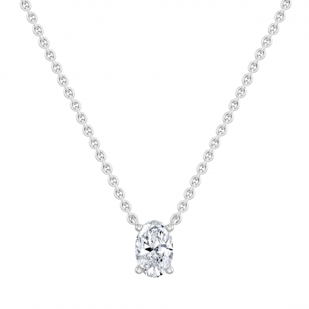 IGI Certified 2.00 Cttw Oval Lab Grown Diamond Solitaire Pendant Necklace with 18 inch Silver Chain in 925 Sterling Silver