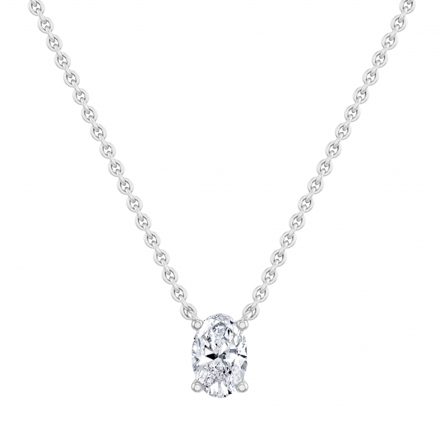 IGI Certified 2.50 Cttw Oval Lab Grown Diamond Solitaire Pendant Necklace with 18 inch Silver Chain in 925 Sterling Silver
