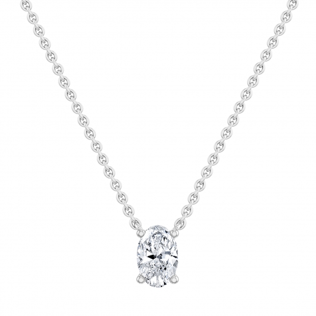 IGI Certified 3.00 Cttw Oval Lab Grown Diamond Solitaire Pendant Necklace with 18 inch Silver Chain in 925 Sterling Silver