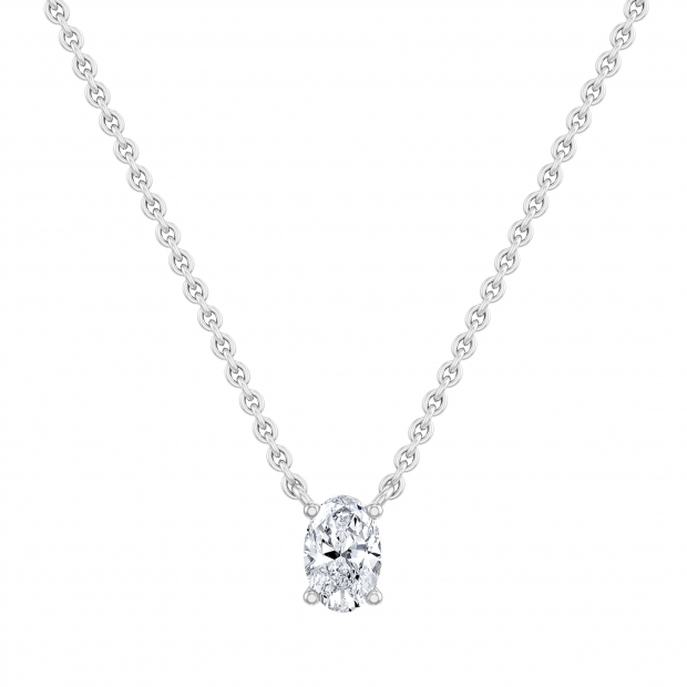 IGI Certified 0.75 Cttw Oval Lab Grown Diamond Solitaire Pendant Necklace with 18 inch Gold Chain in 10K White Gold