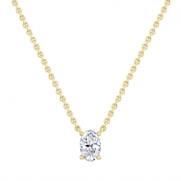 IGI Certified 1.00 Cttw Oval Lab Grown Diamond Solitaire Pendant Necklace with 18 inch Gold Chain in 14K Yellow Gold