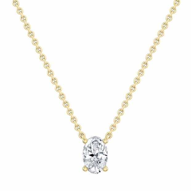 IGI Certified 3.00 Cttw Oval Lab Grown Diamond Solitaire Pendant Necklace with 18 inch Gold Chain in 14K Yellow Gold