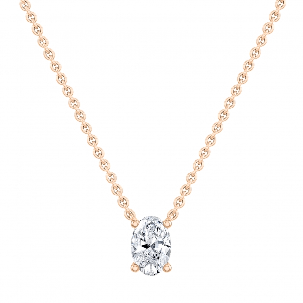 IGI Certified 3.00 Cttw Oval Lab Grown Diamond Solitaire Pendant Necklace with 18 inch Gold Chain in 18K Rose Gold