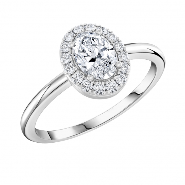 IGI Certified 1.00 Cttw Oval & Round Lab Grown Diamond Halo Engagement Ring,14K White Gold