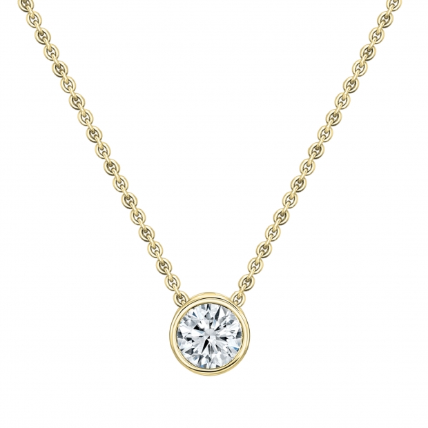 IGI Certified 3.00 Cttw Round Lab Grown Diamond Solitaire Bezel Set Pendant with 18 inch Gold Chain,14K Yellow Gold