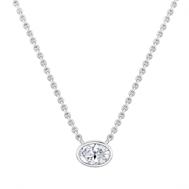 IGI Certified 2.00 Cttw Oval Lab Grown Diamond Solitaire Bezel Set Pendant Necklace with 18 inch Silver Chain in 925 Sterling Silver
