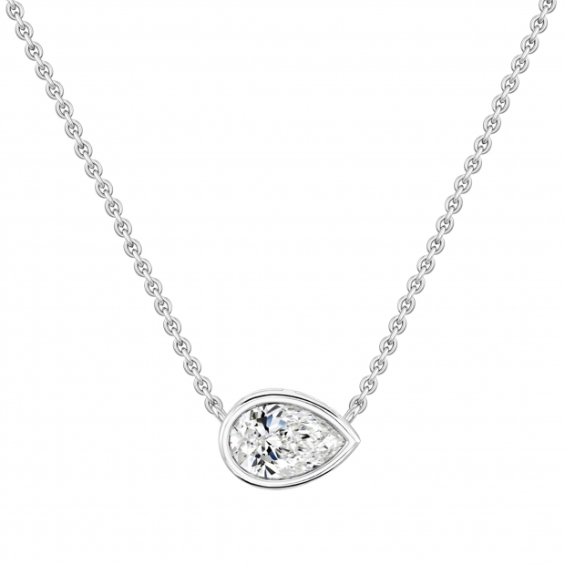 	 IGI Certified 2.00 Ctw Pear Lab Grown Diamond Classic Solitaire Sideways Pendant with 18 inch Silver Chain , 925 Sterling Silver