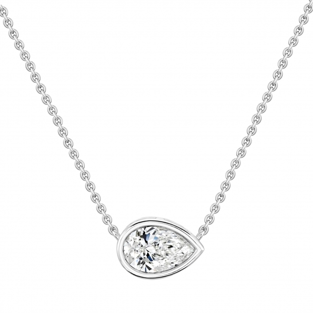 	 IGI Certified 2.50 Ctw Pear Lab Grown Diamond Classic Solitaire Sideways Pendant with 18 inch Silver Chain , 925 Sterling Silver