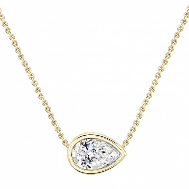 	 IGI Certified 3.00 Ctw Pear Lab Grown Diamond Classic Solitaire Sideways Pendant with 18 inch Gold Chain , 14K Yellow Gold