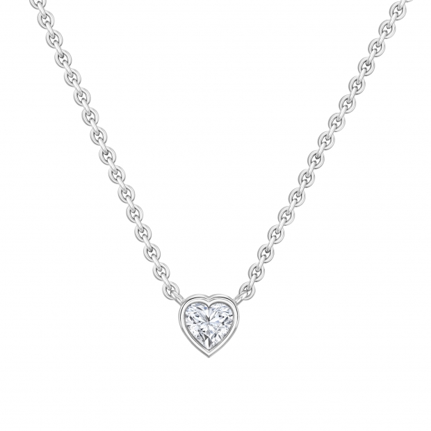 0.25 Cttw Heart Cut Lab Grown White Diamond Solitaire Bezel Set Pendant Necklace with 18 inch Silver Chain for Women in 925 Sterling Silver