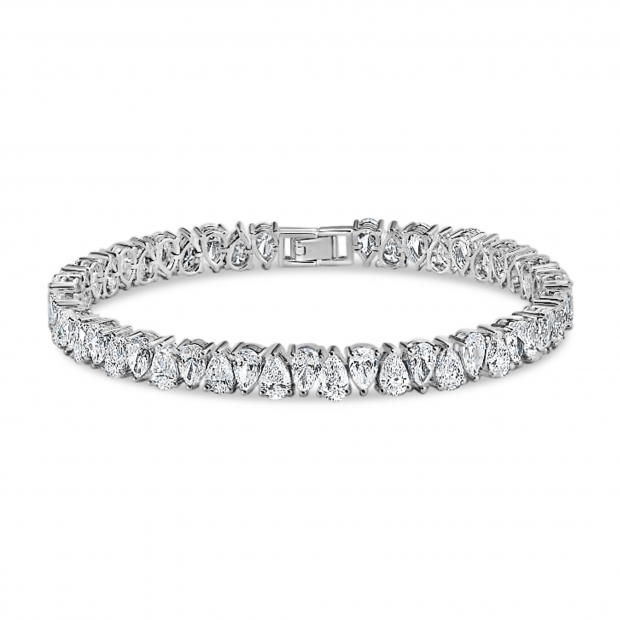12.75 Cttw Pear Shaped Lab Grown White Diamond Link Bracelet for Women in 925 Sterling Silver