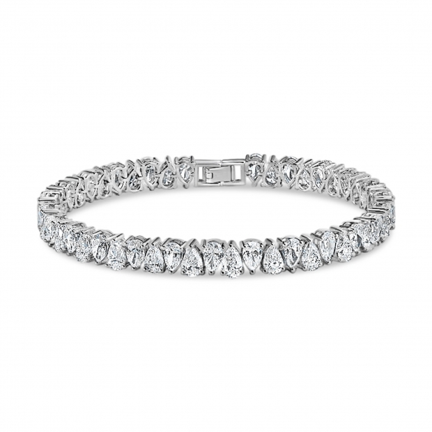 11.20 Cttw Pear Lab Grown White Diamond Link Bracelet for Women in 925 Sterling Silver