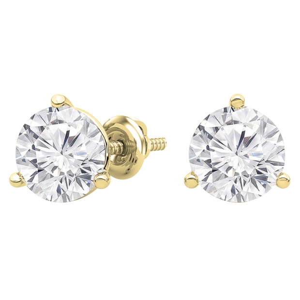 0.75 Cttw Round Lab Grown Diamond Solitaire Stud Earrings for Women in 10K Yellow Gold in Screw Back