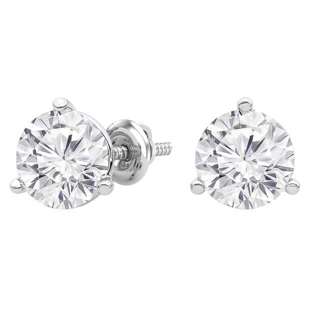 IGI Certified 6.00 Cttw Round Lab Grown Diamond Solitaire Stud Earrings for Women in 14K White Gold in Screw Back