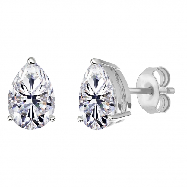 0.33 Cttw Pear Lab Grown Diamond Solitaire Stud Earrings for Women in 925 Sterling Silver in Push Back