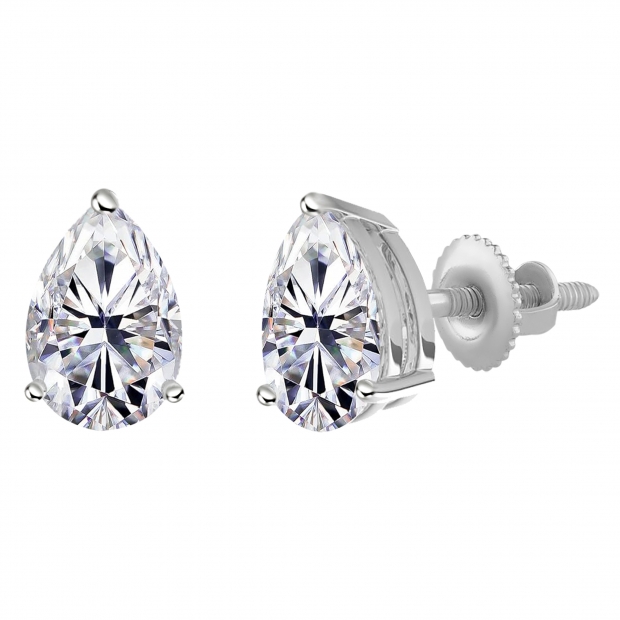 0.33 Cttw Pear Lab Grown Diamond Solitaire Stud Earrings for Women in 925 Sterling Silver in Screw Back