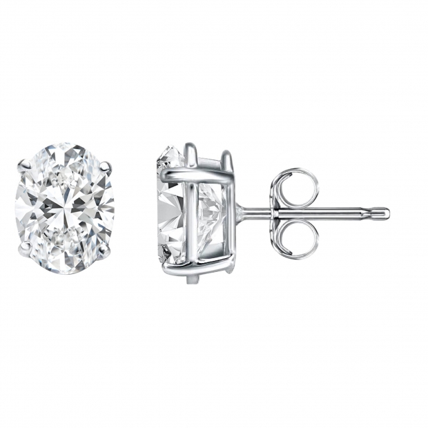 0.25 Cttw Oval Lab Grown Diamond Solitaire Stud Earrings for Women in 925 Sterling Silver in Push Back