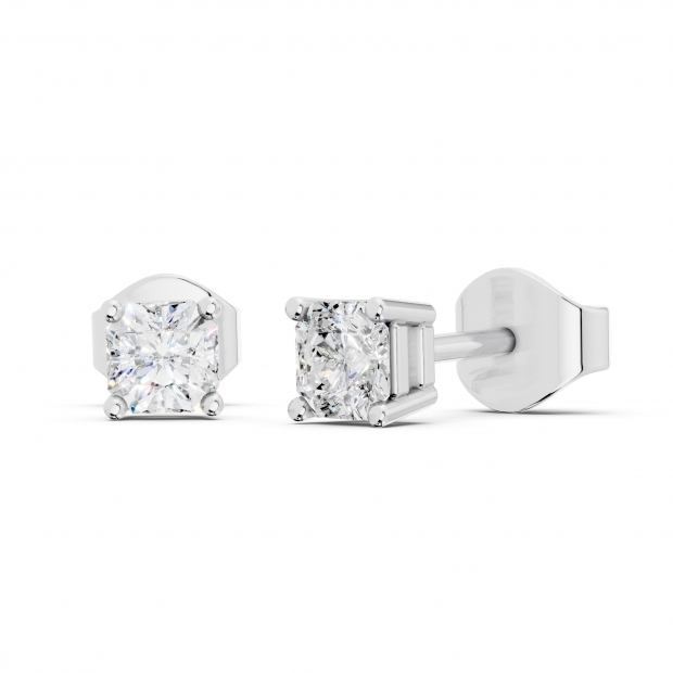 0.50 Cttw Asscher Lab Grown Diamond Solitaire Stud Earrings for Women in 925 Sterling Silver in Push Back
