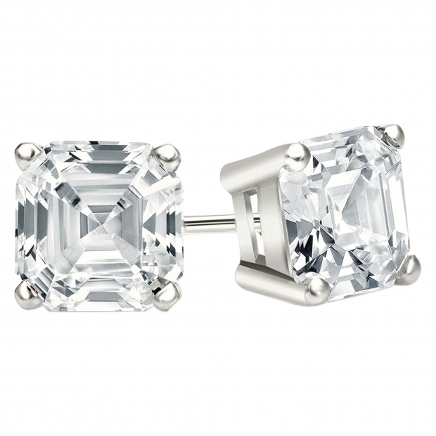 IGI Certified 3.00 Cttw Asscher Lab Grown Diamond Solitaire Stud Earrings for Women in 925 Sterling Silver in Push Back