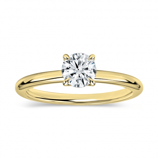0.50 Ctw Round Lab Grown Diamond Classic Solitaire Engagement Ring, 10K Yellow Gold
