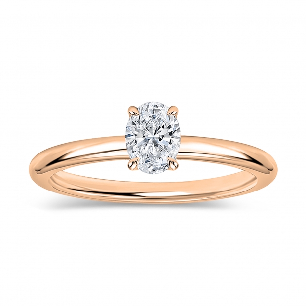 0.25 Ctw Oval Lab Grown Diamond Classic Single Stone Ring, 10K Rose Gold