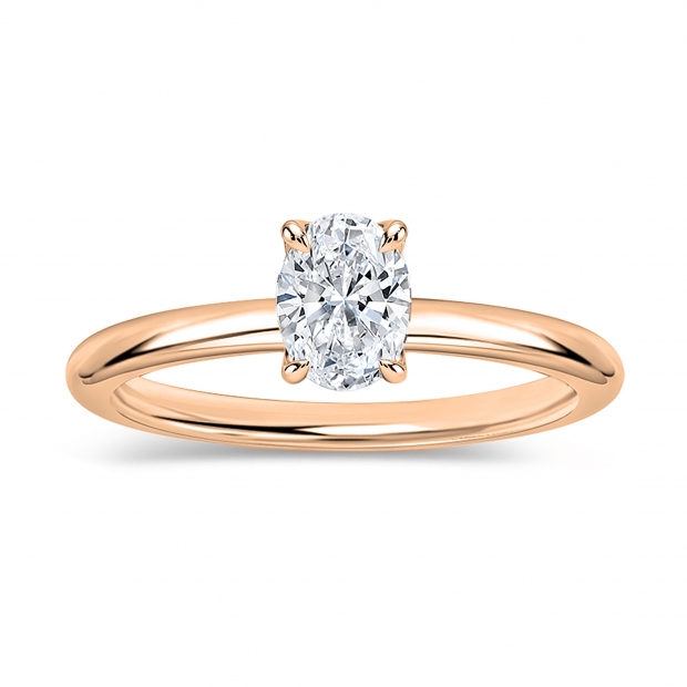 0.50 Ctw Oval Lab Grown Diamond Classic Single Stone Ring, 10K Rose Gold