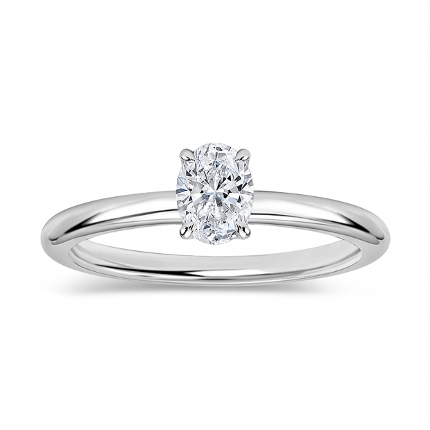 0.25 Ctw Oval Lab Grown Diamond Classic Single Stone Ring, 925 Sterling Silver