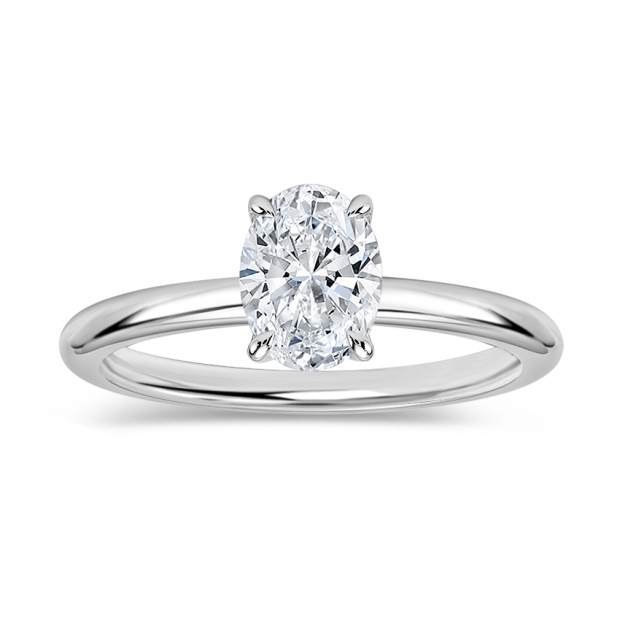 IGI Certified 0.75 Ctw Oval Lab Grown Diamond Classic Single Stone Ring, 925 Sterling Silver