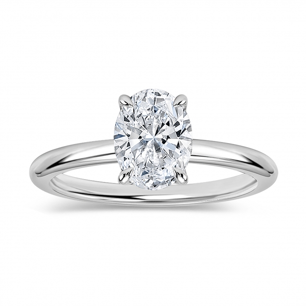 IGI Certified 1 Ctw Oval Lab Grown Diamond Classic Single Stone Ring, 925 Sterling Silver