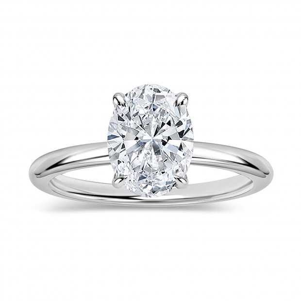 IGI Certified 1.50 Ctw Oval Lab Grown Diamond Classic Single Stone Ring, 925 Sterling Silver