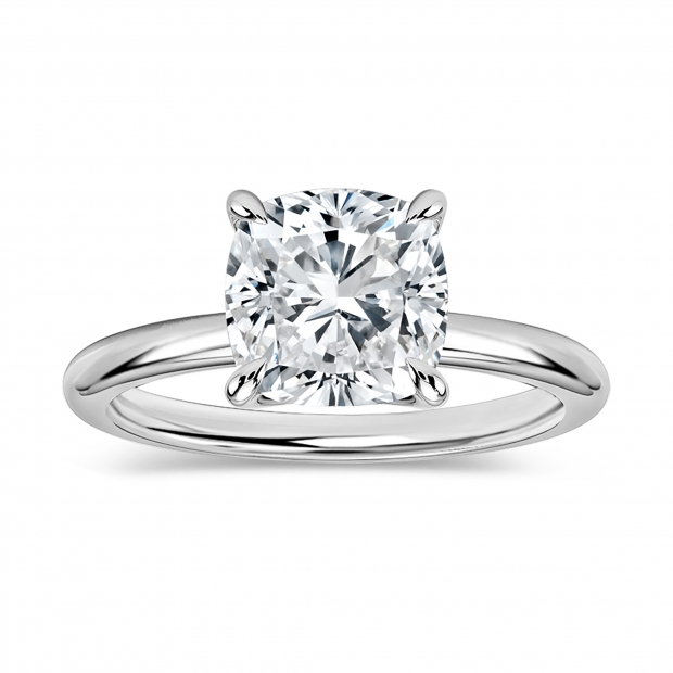 IGI Certified 2 Ctw Cushion Lab Grown Diamond Classic Solitaire Ring, 925 Sterling Silver