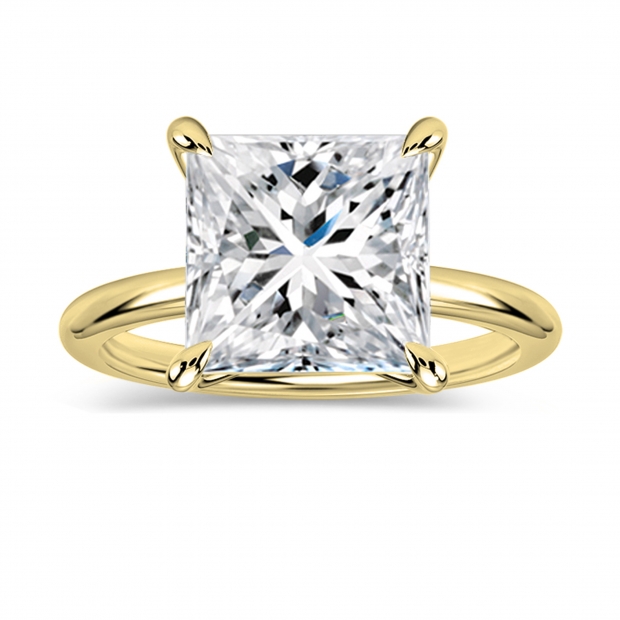 IGI Certified 3.00 Ctw Princess Lab Grown Diamond Solitaire Ring,14K Yellow Gold