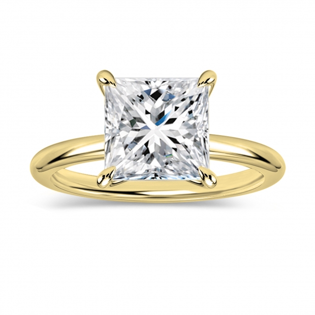 IGI Certified 2.00 Ctw Princess Lab Grown Diamond Solitaire Ring,18K Yellow Gold