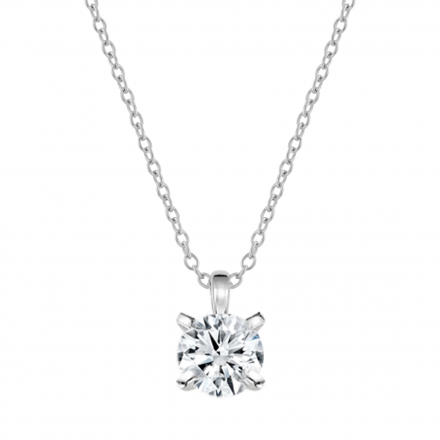 IGI Certified 2.50 Ctw Round Solitaire Lab Grown Diamond Classic Four Prong Pendant with 18 inch Silver Chain, 10K White Gold
