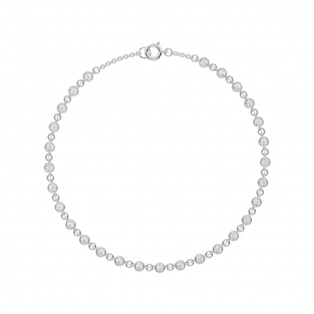 Bezel Set Link Bracelet for Women with 1 ctw Round Lab Grown Diamond 10K White Gold