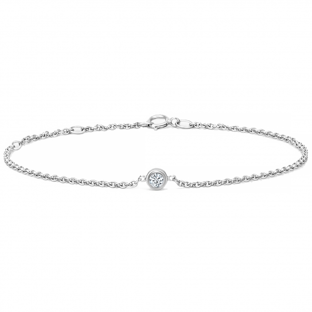 0.06 Ctw Round Lab Grown Diamond Solitaire Bezel Set Bracelet, 925 Streling Silver