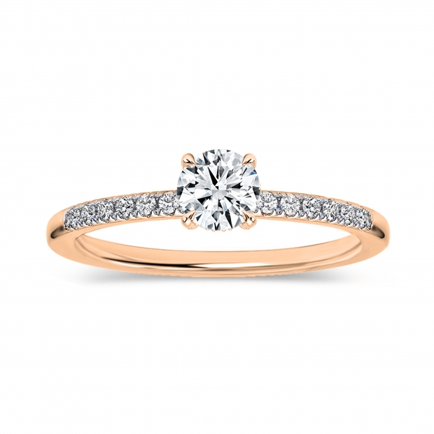 10K Rose Gold 4 Prong Classic Solitaire Engagement Ring, 0.42 Cttw Round Lab Grown Diamond