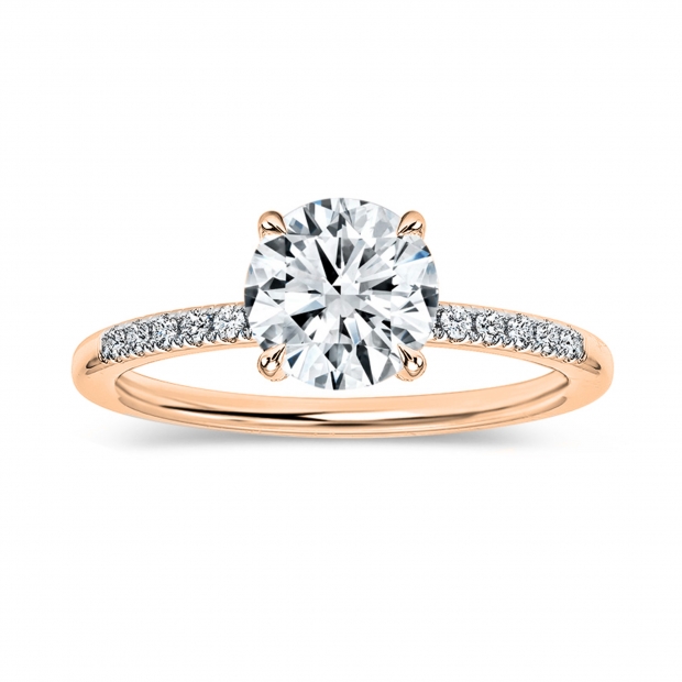 IGI Certified 10K Rose Gold 4 Prong Classic Solitaire Engagement Ring, 1.17 Cttw Round Lab Grown Diamond