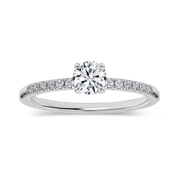 10K White Gold 4 Prong Classic Solitaire Engagement Ring, 0.42 Cttw Round Lab Grown Diamond