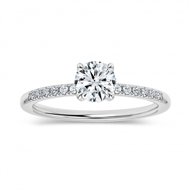 10K White Gold 4 Prong Classic Solitaire Engagement Ring, 0.67 Cttw Round Lab Grown Diamond